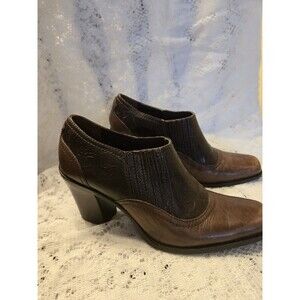 Antonio Melani Booties Womens 8.5 M Beautiful Tooled Leather Square Toe Brown